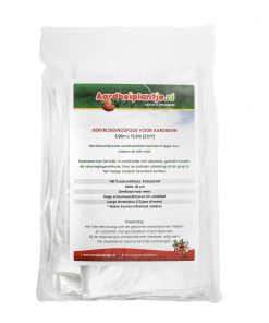Vervroegingsfolie voor aardbeien met informatie etiket