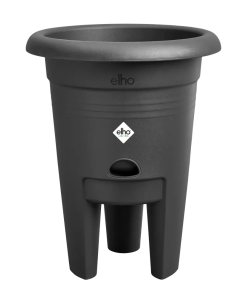 elho Aardbeienpot 33cm zwart – de kweekpot heeft poten waardoor aardbeien niet op de grond komen en gezond blijven.