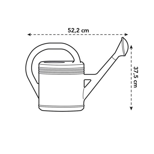 elho Gieter 10ltr zwart – tekening met afmetingen