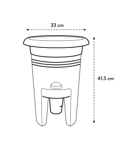 elho Aardbeienpot 33cm zwart – tekening met afmetingen